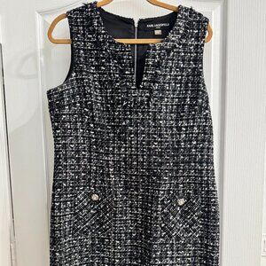 Karl Lagerfeld Black and white tweed sleeveless midi dress